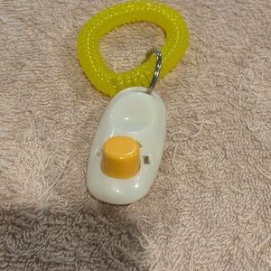 Yellow and Cream cat/dog training tool Clicker with Coil Wristband